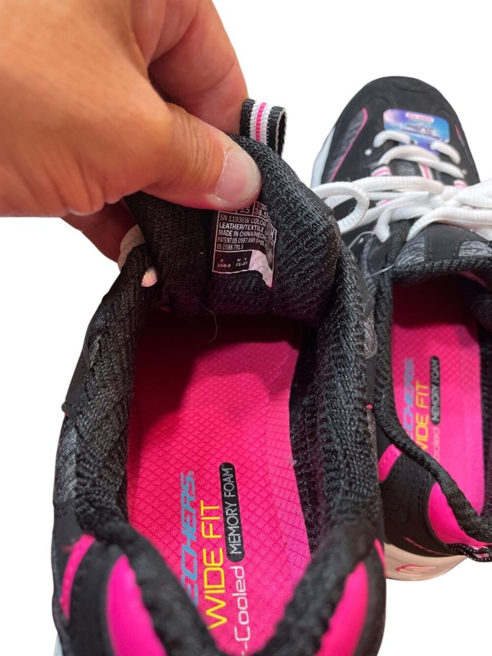 Skechers D'lites wms black pink cooled mem foam low sneakers sz 8.5W SKU 10-376 - Picture 8 of 16